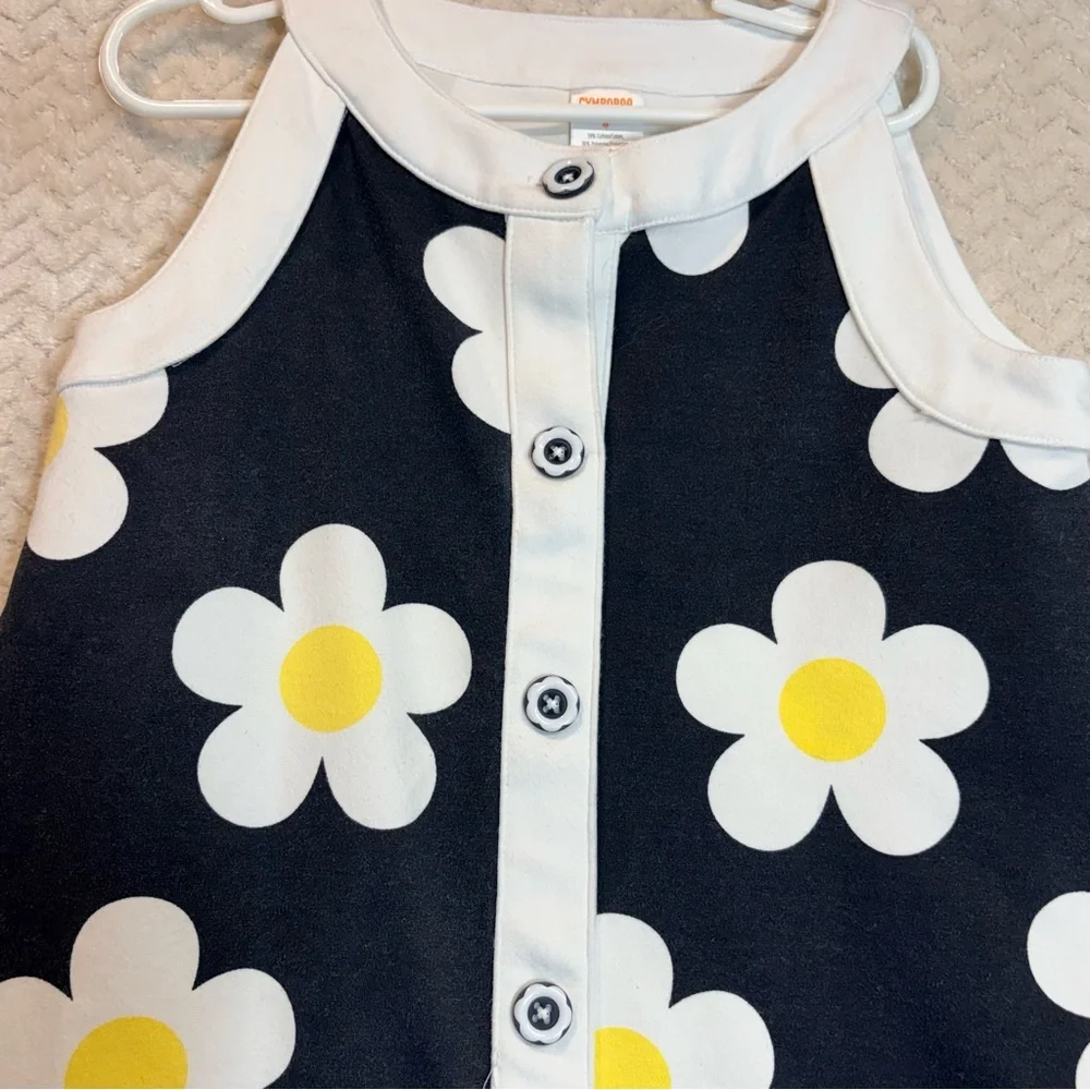 Gymboree Black White Yellow Daisy Shift Dress‎ Girl Size 8 Mod Retro 60s Floral